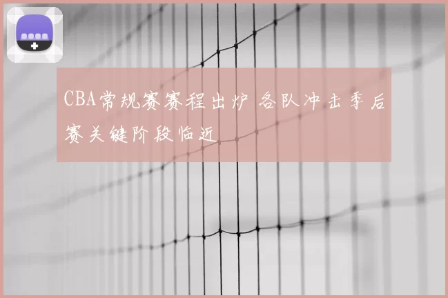 CBA常规赛赛程出炉 各队冲击季后赛关键阶段临近